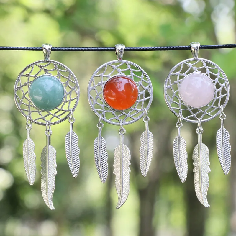 

10pcs Tiger's Eye Amethyst Rose Quartz Agate Wing Tassel Decor Dreamcatcher Pendant