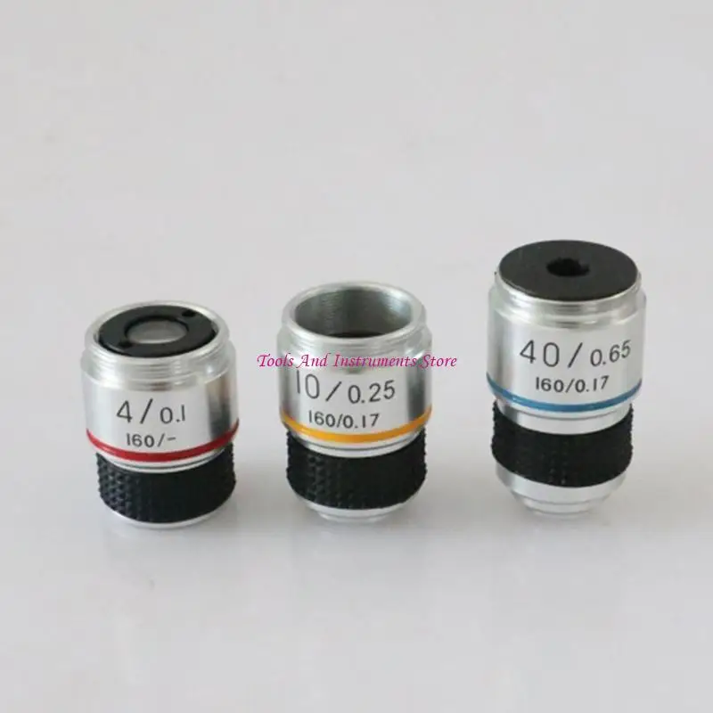 Комплект микроскопа 4x 10x 40x 100x Microscope Объективный объектив Achromatic C7AC
