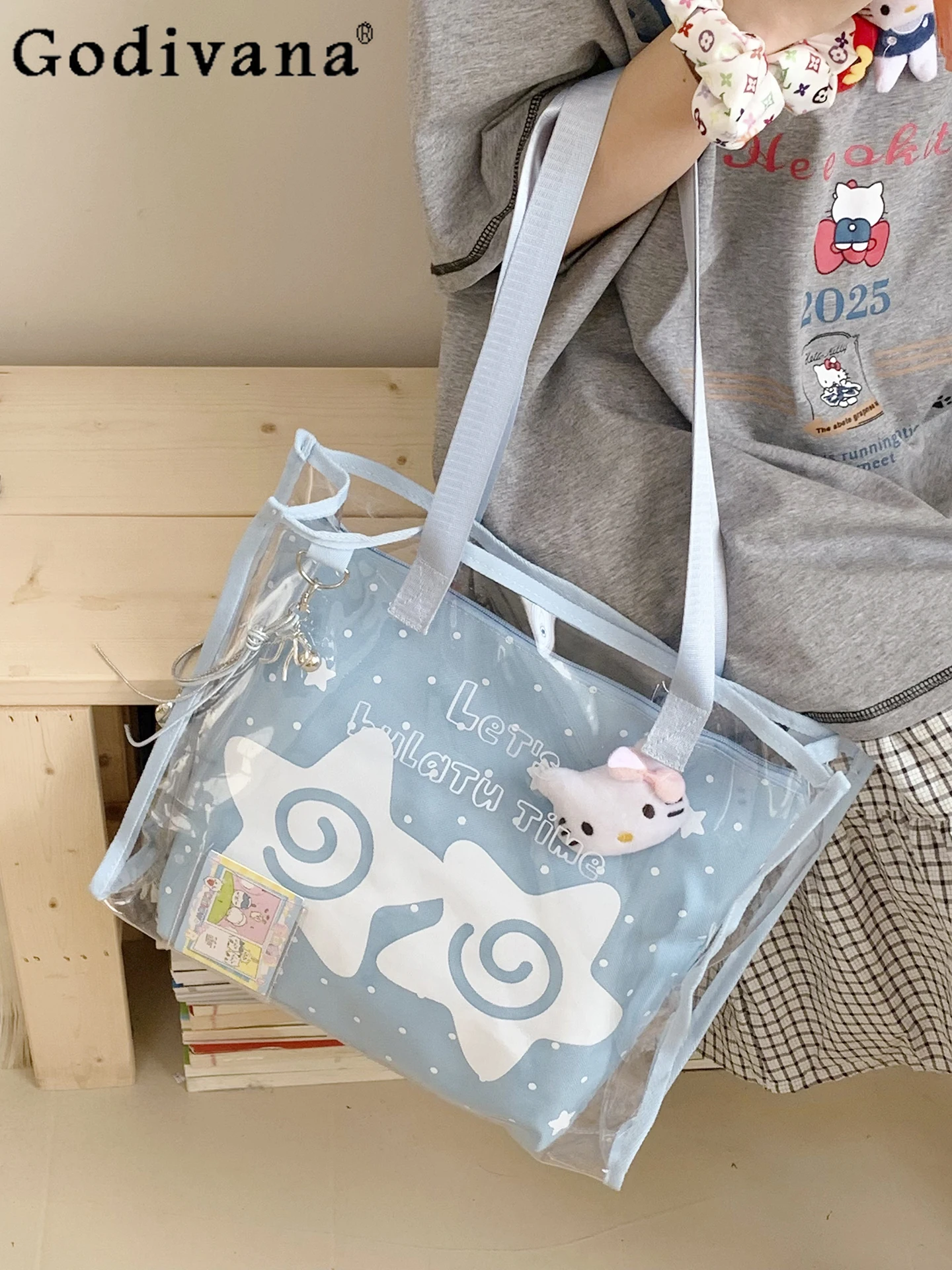 

Two-dimensional Japanese Lolita Large-capacity Transparent Pain Bag Concert Star Chasing Cute Baby Bag Commuting Shoulder Bag