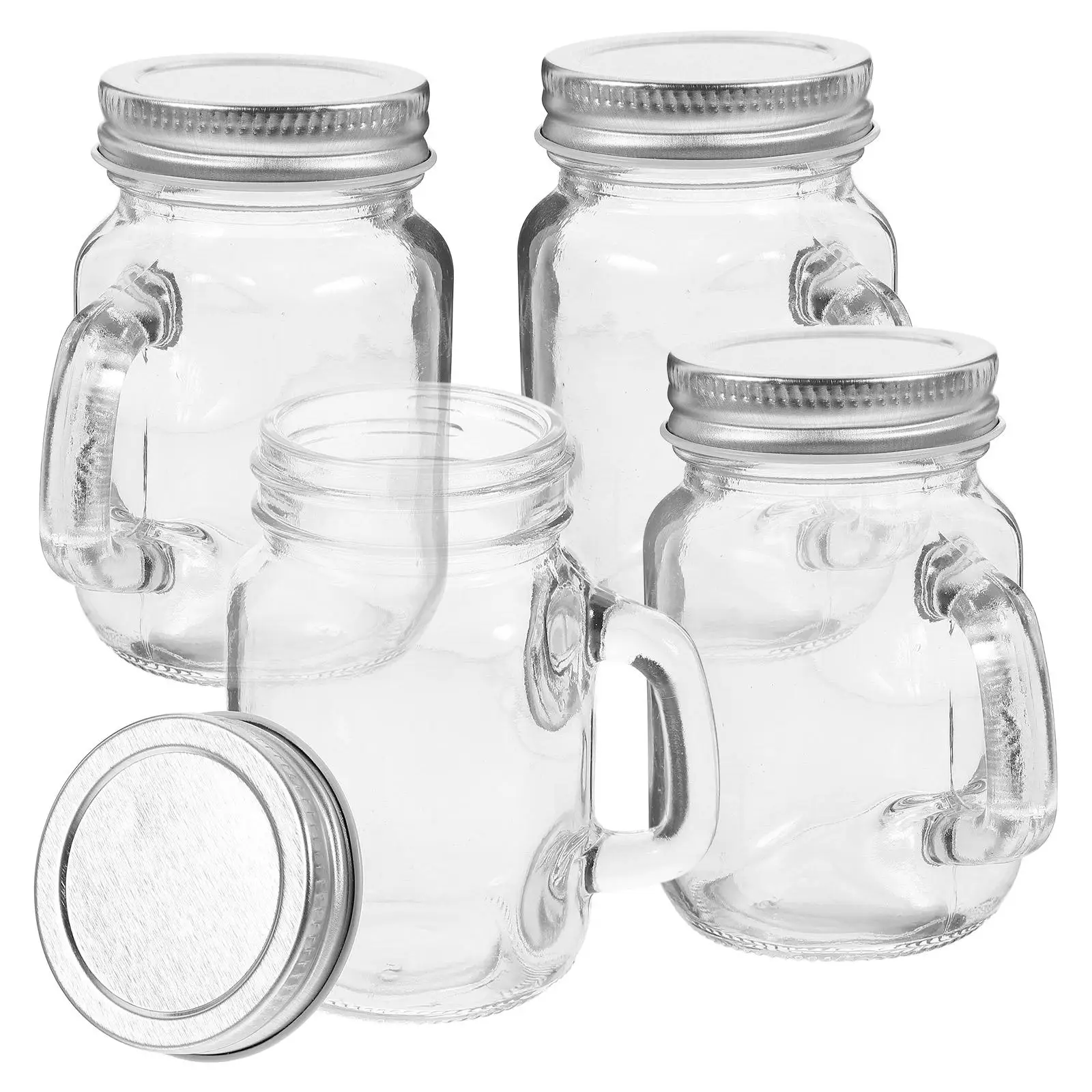 

4 Pcs Jars Mini Beverage Bottles Glass Storage Jam Honey Pot Household With Lid Sealing Transparent Fruits