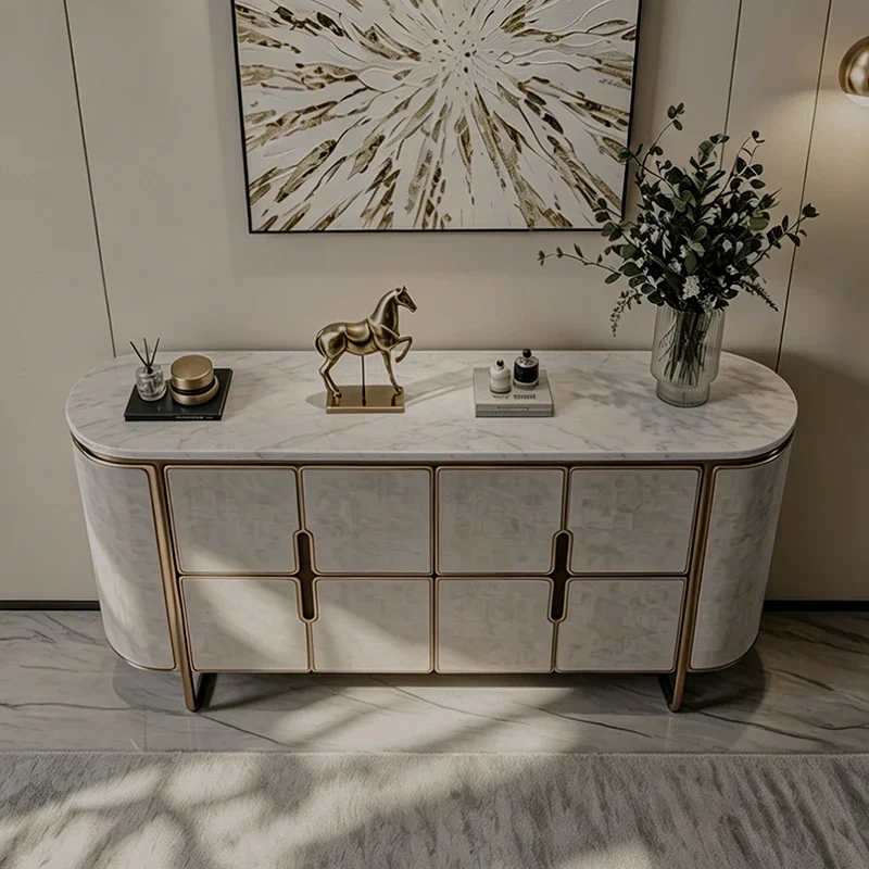 CX Italian light luxury marble dining side cabinet entry solid wood multi-layer board entrance cabinet