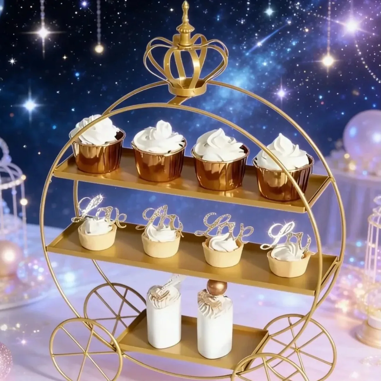 

White Gold Pumpkin Donut Display Stand for Christmas Halloween Party, Cupcake Dessert Plate Cake Holder Decor