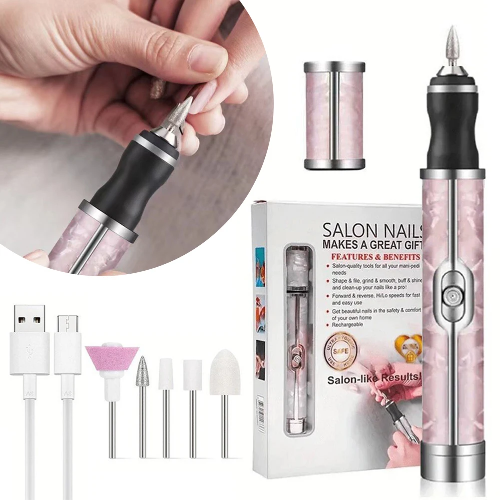 Professional Electric Nail Drill Set For Manicure Pedicure 4 Speed Cordless Nail File Low Noise For Diy Manicures Pedicures
