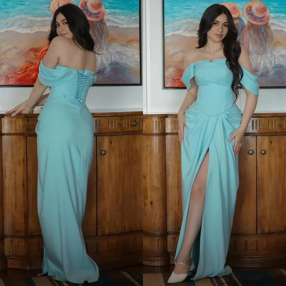 

Customized High Quality Jersey Evening Dresses Fashion Off the Shoulder Strapless Homecoming Dresses Formal Vestido De Festa