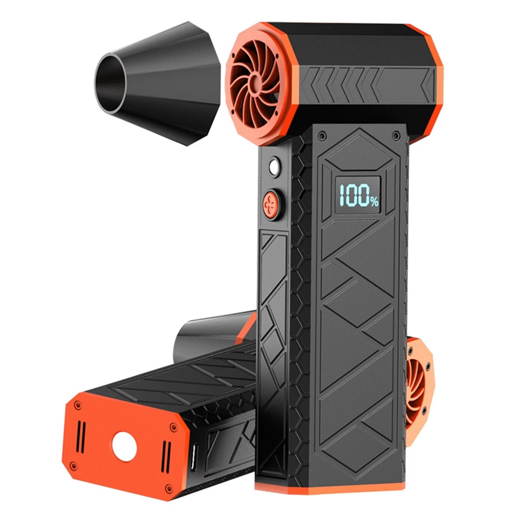 

Промышленный ручной воздуходув, мини-вентилятор, электрический воздуходув с бесщеточным двигателем 130000 об/мин и 3 скоростями обдува, черный+оранжевый-A