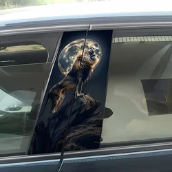 2 PC Lions on the Moon on the Mountain King's Vinyl Gate Post Sticker for Vehicle B Post Semi-Matte Coating
