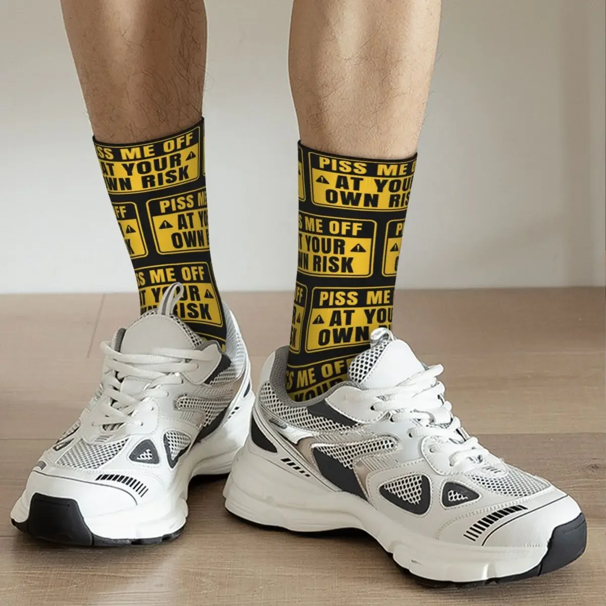 Caution - Piss Me Off At Your Own Risk Socks Harajuku Sweat Absorbing Stockings All Season Long Socks Unisex Birthday Present