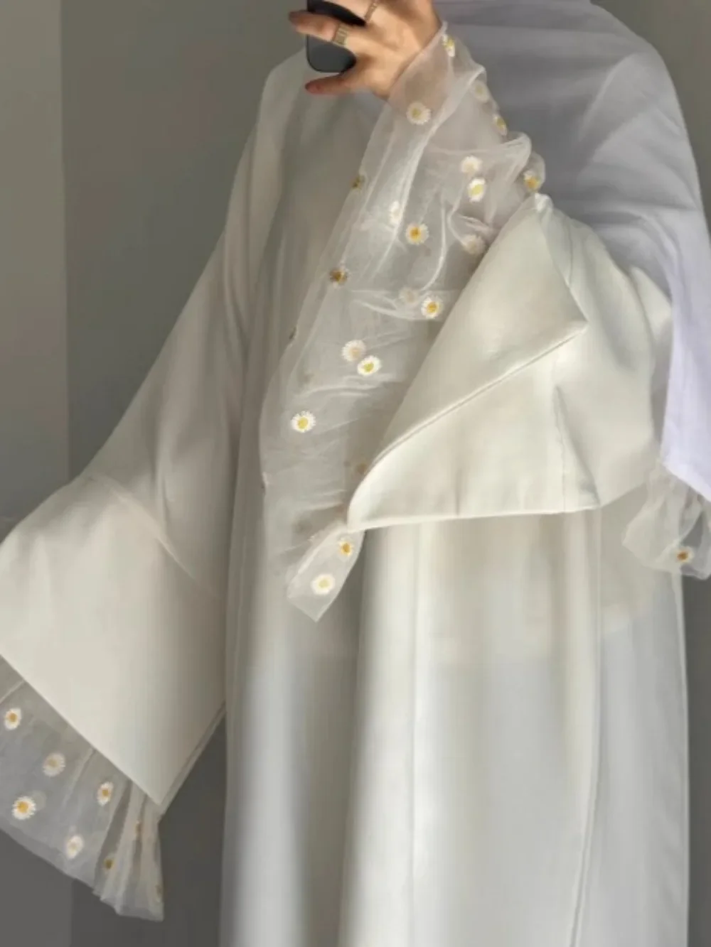 무슬림 아바야 여성 아바야 두바이 단정한 오픈 드레스 모로코 카프탄 2026 이드 우아한 가디건 레이스 소매 니다 카프탄 롱 로브