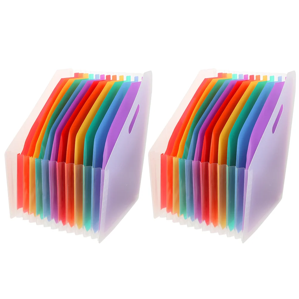 

2 Pcs Plastic Accordion File Folder Large Capacity Document Storage Retractable Paper ganizer Standing Document Pouch Clear