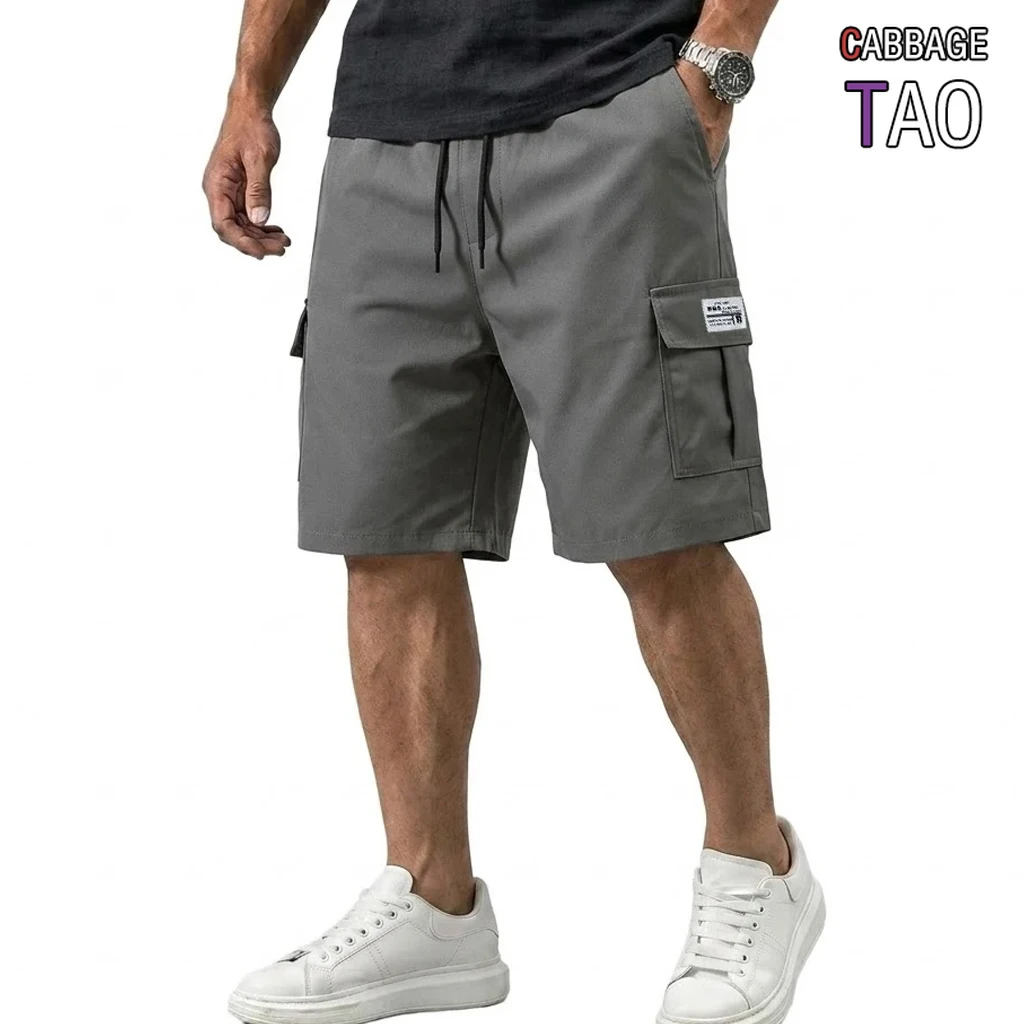 Mens Summer Baggy Bermuda Shorts Multi Pocket Tactical Cargo Bottoms Loose Knee Length Casual Shorts for Jogging Gym Daily Work