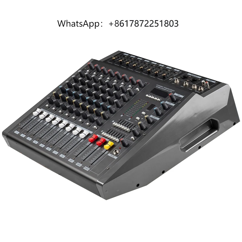 

8 Channel Professional Audio Console Mixer DSP Effects Professional Powered Music Console Dj Mixer With Power Amplifier