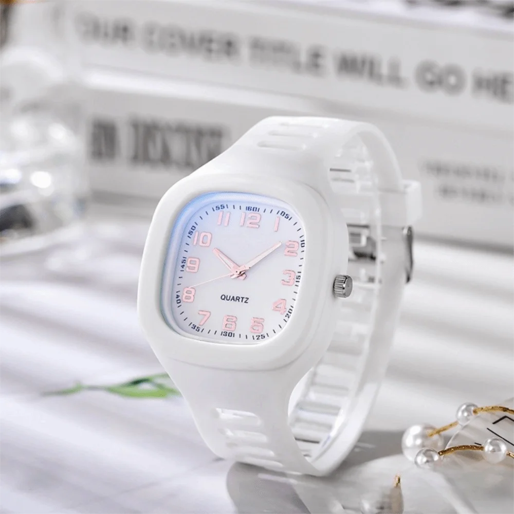INS Silicone Strap Square Watch Square Casual Wrist Watch Analog Watch Women Girls