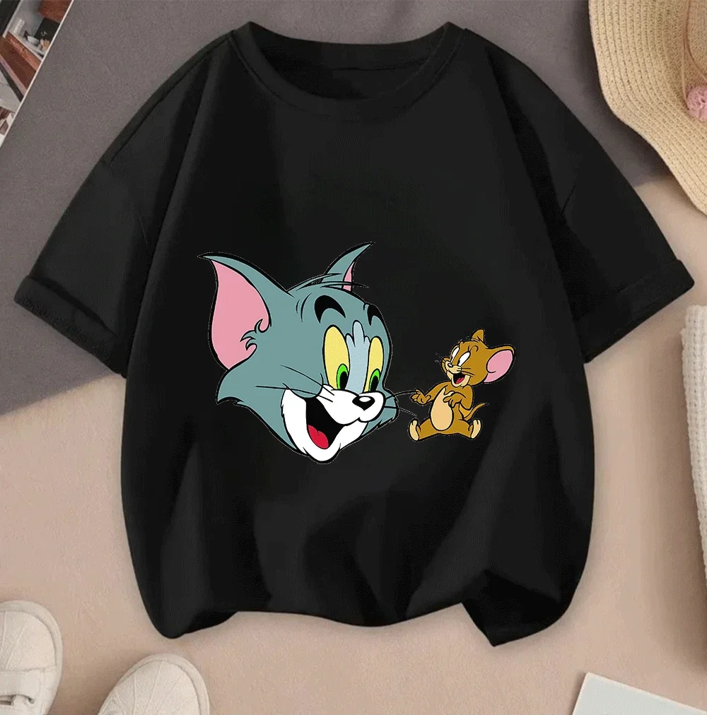 

New 2D Tom And Jerry Cartoon Hot Sale Printed Casual Summer Short Sleeve Tops 2026 For Teenagers Children Girls