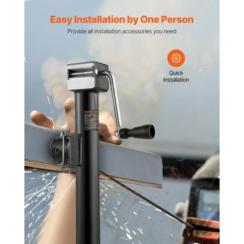 Cric de remorque pivotant à souder de 5000 lb, levage de 14 po pour camping-car et remorques utilitaires – Heavy Duty & réglable