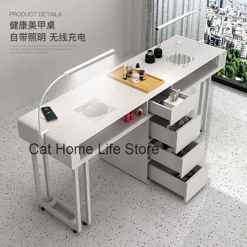 Portable Nail Tech Table Modern Slim Designer Table Manicure Nail Dust Collector Schminktisch Beauty Salon Accessories MQ50NT