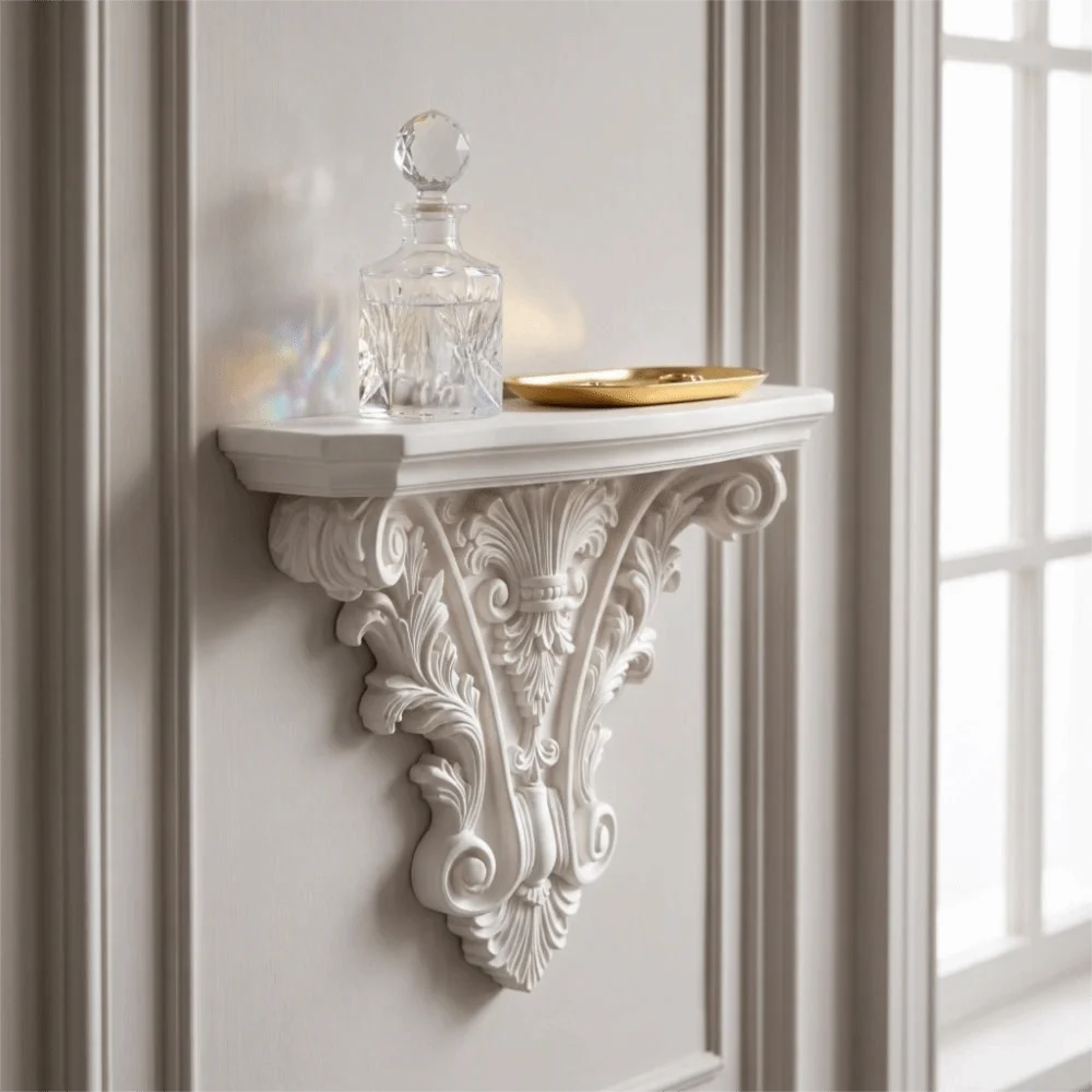 Creative 3D Printing Floating Shelf Carving Retro Wall Mounted Shelves Unique Decorative Wall Storage Rack Living Room