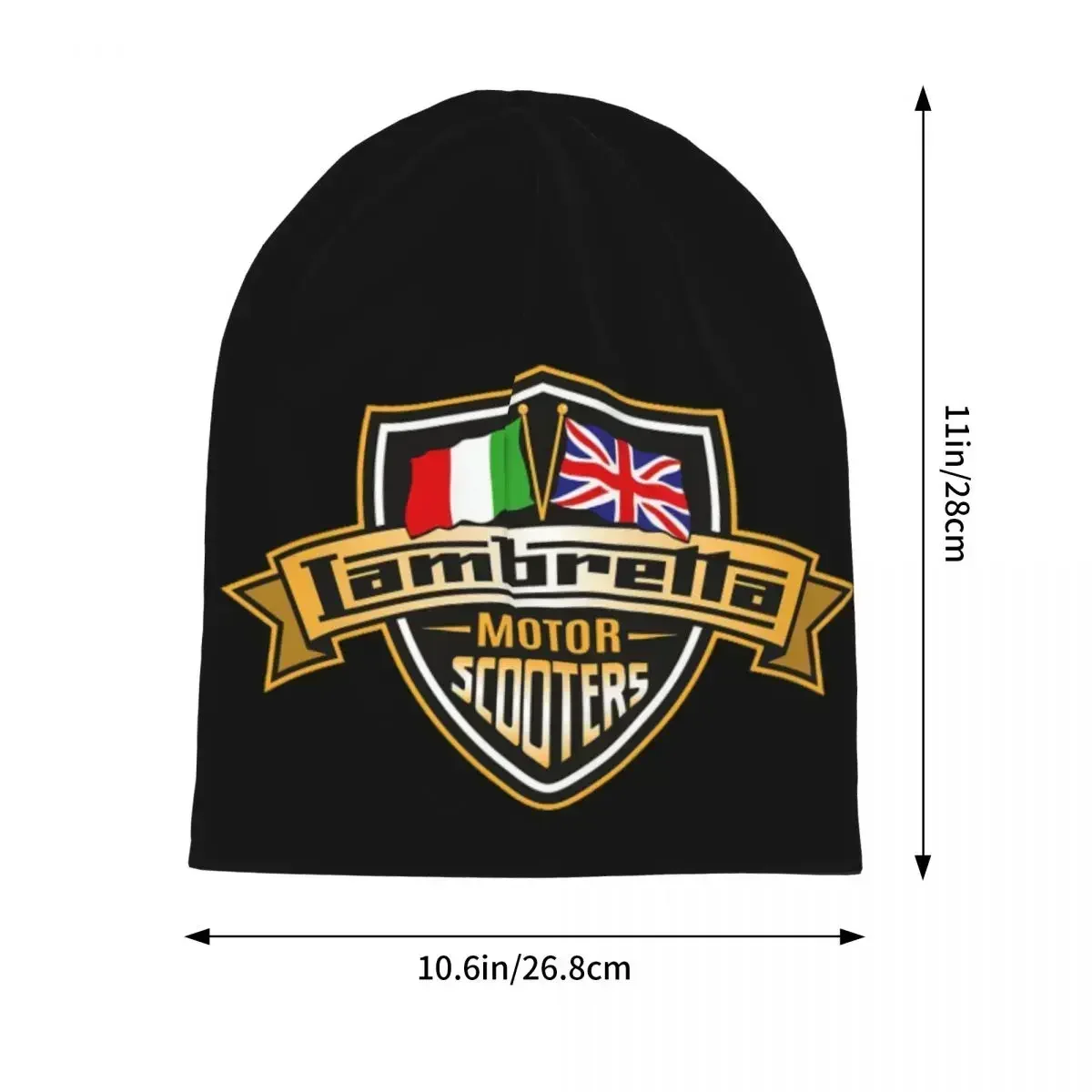 Lambretta Motor Scooters With Union Jack And Italian Flags Warm Knitted Cap Bonnet Hat Autumn Winter Beanies Hats for Men Women