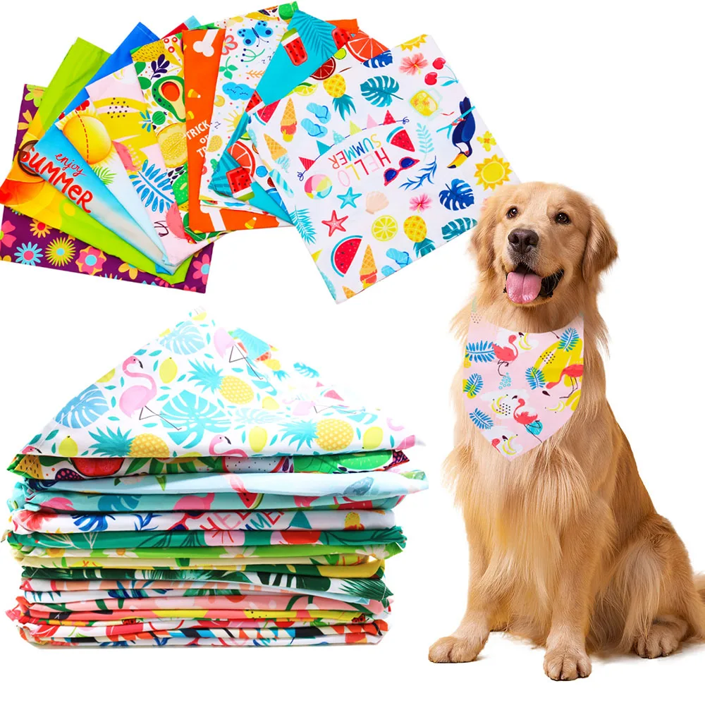 

10PCS Large Dog Scarf Adjustable Pet Dog Badanas Bibs Pet Triangular Scarf For Large Dogs Multi-style Pet Grooming Accessories