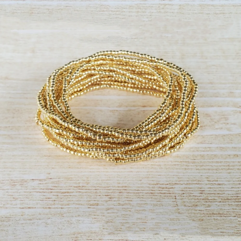 Großhandel Goldfarbene Miyuki-Glasperlen Zierliches Armband für Frauen Elastisch Dehnbar Handgefertigter Modeschmuck Geschenk – Detail 2