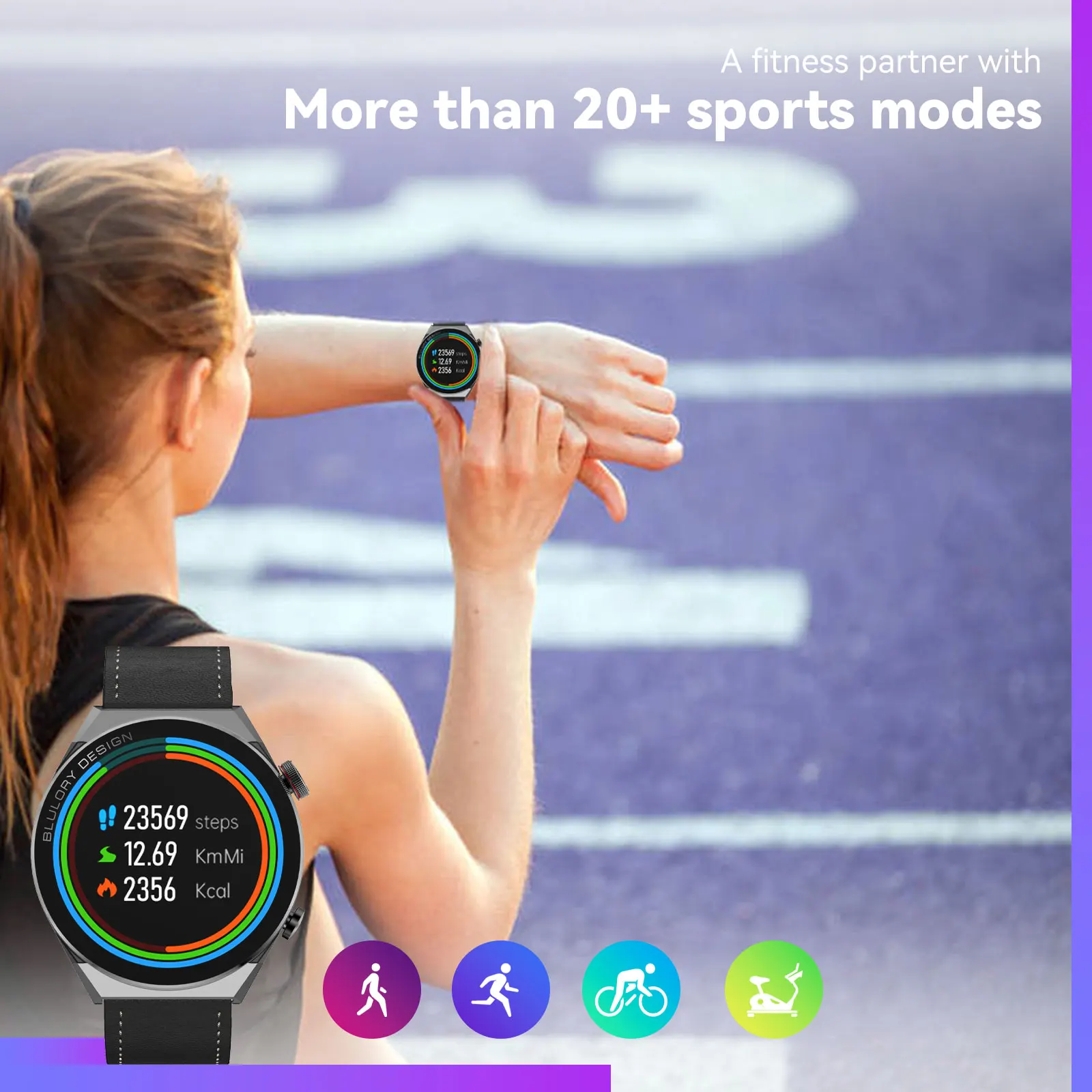 Blulory NE Smart Watch uomo sport Smartwatch NFC controllo accessi chiamate Bluetooth temperatura frequenza cardiaca rilevamento dell'ossigeno nel sangue