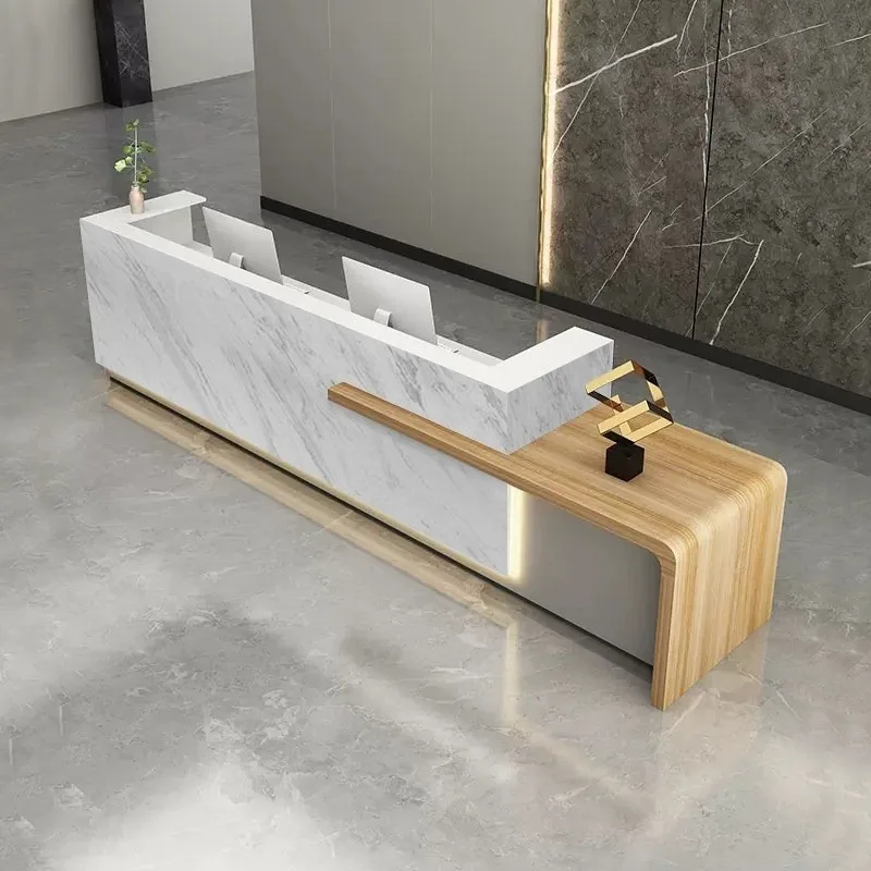 

Белая стойка ресепшн для отеля, элегантная современная стойка для салона красоты, офисная мебель для бизнеса класса люкс