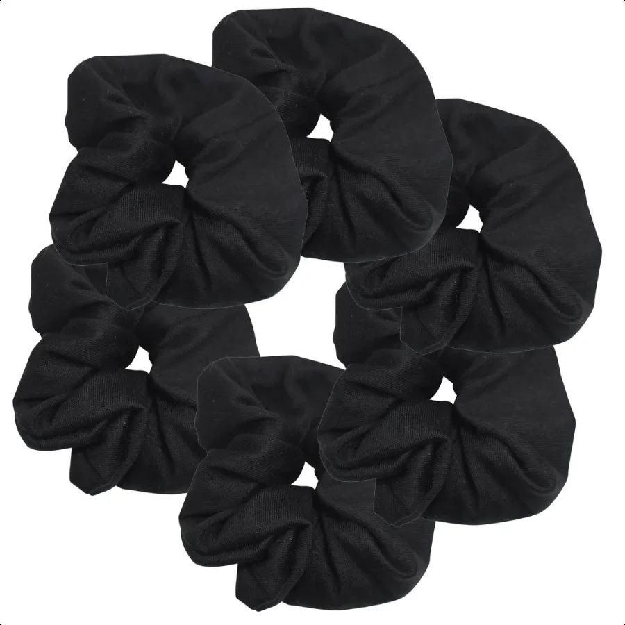 

6 Pack Large Solid Scrunchies Hair ElasticsBlack