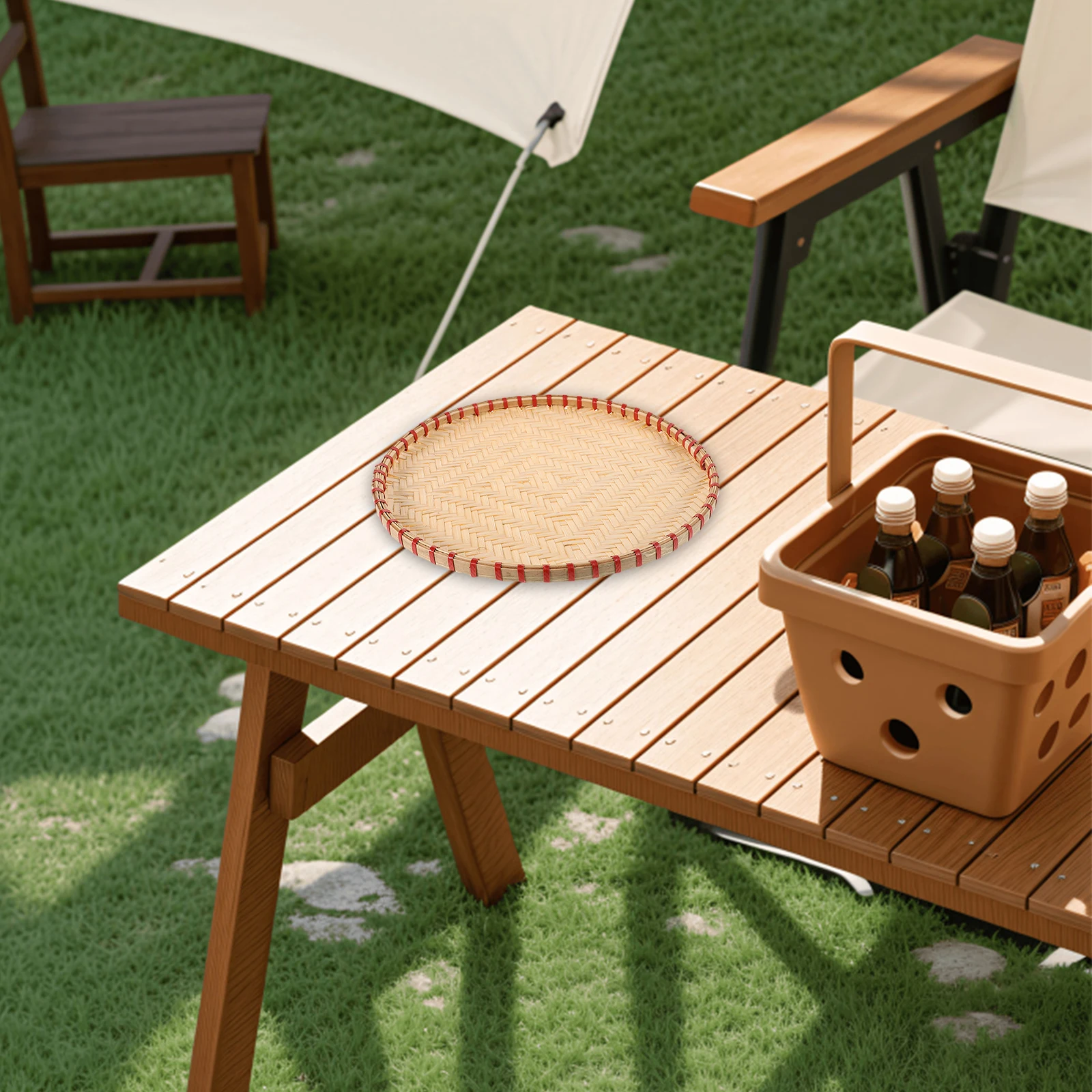 

3 Pcs Baskets Bamboo Storage Weaving Tray Weave Products Brown Trays for Eating Woven Drying