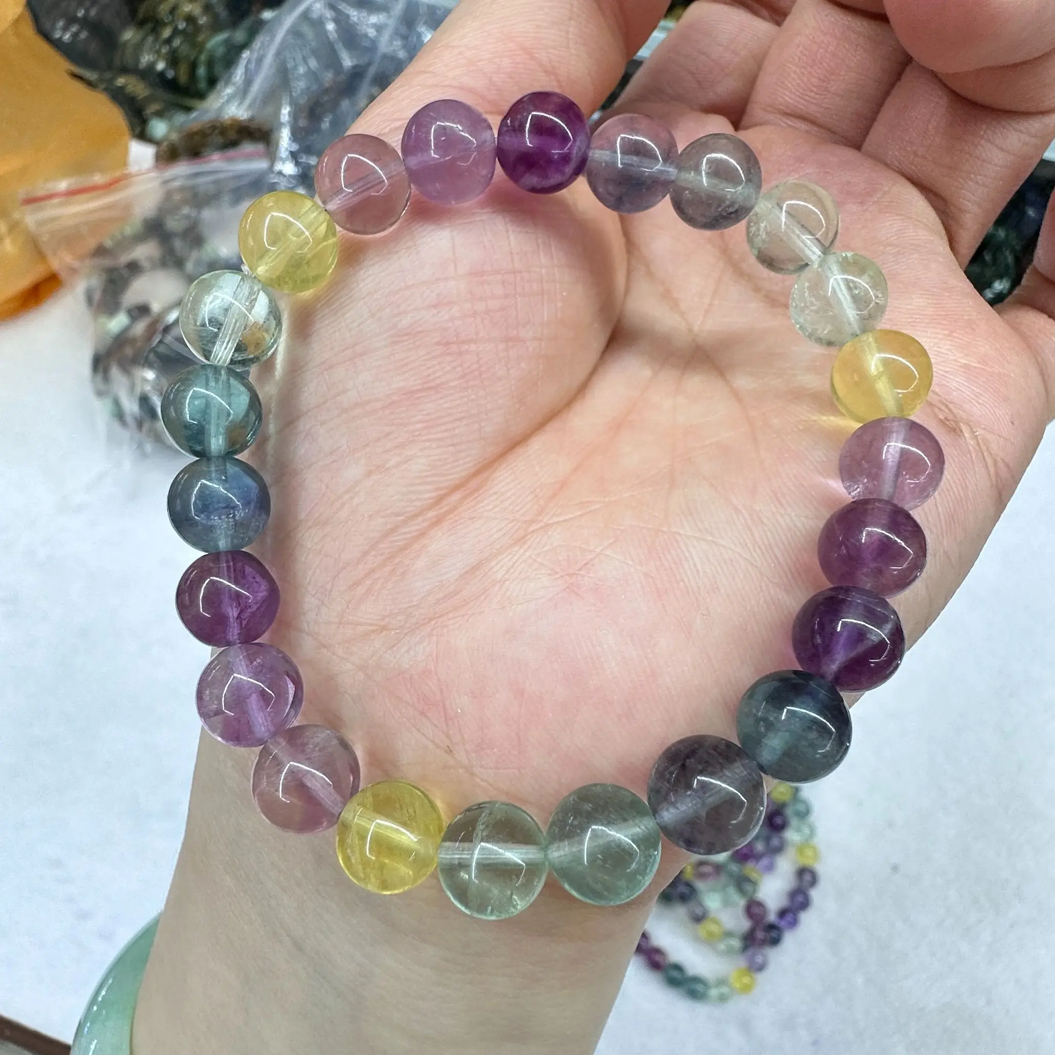 AAA Natural Blue purple yellow green fluorite bracelet  Gemstone Bangle jewelry for women for gift wholesale!