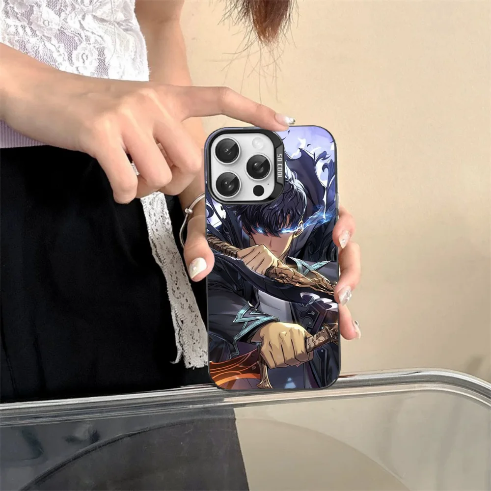 Anime sólo nivelační telefon pouzdro pro iPhone 16 15 14 13 12 11pro pro maxi X XR XSMAX 8 7 plus matná nárazuvzdorné zpět zakrýt