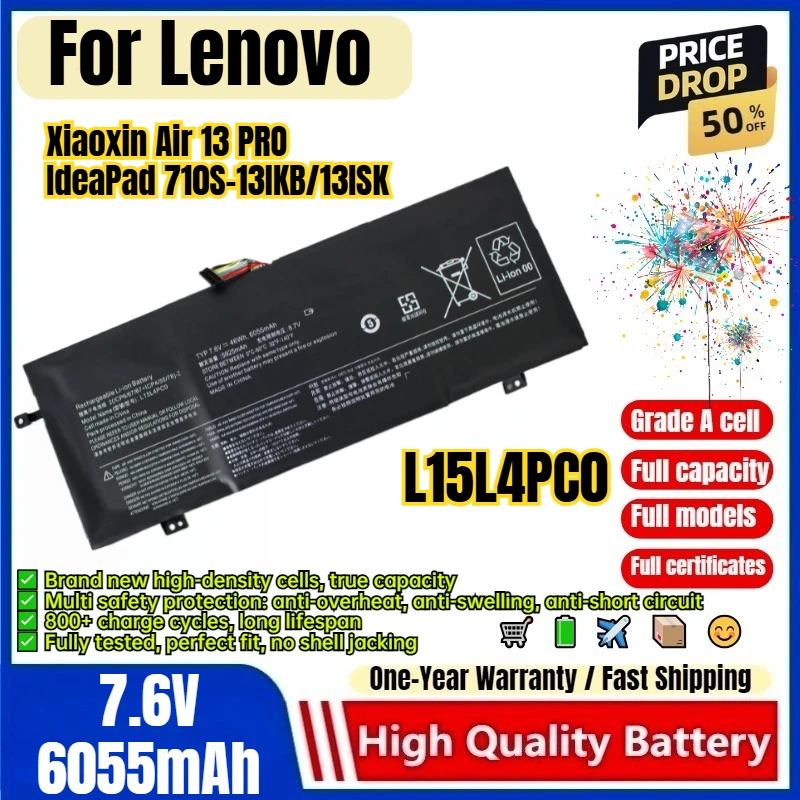 L15L4PC0 for Lenovo Xiaoxin Air 13 PRO IdeaPad 710S-13IKB/13ISK Laptop Battery 0 Cycle High Capacity Battery Replacement Bateria