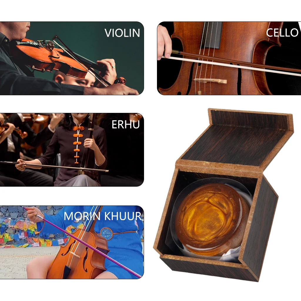 NAOMI High-Grade Gold Flakes Resin Low Dust High Sensitivity Round Rosin With Wood Box For Violin Viola And Cello Bow Horsehair - Image 6