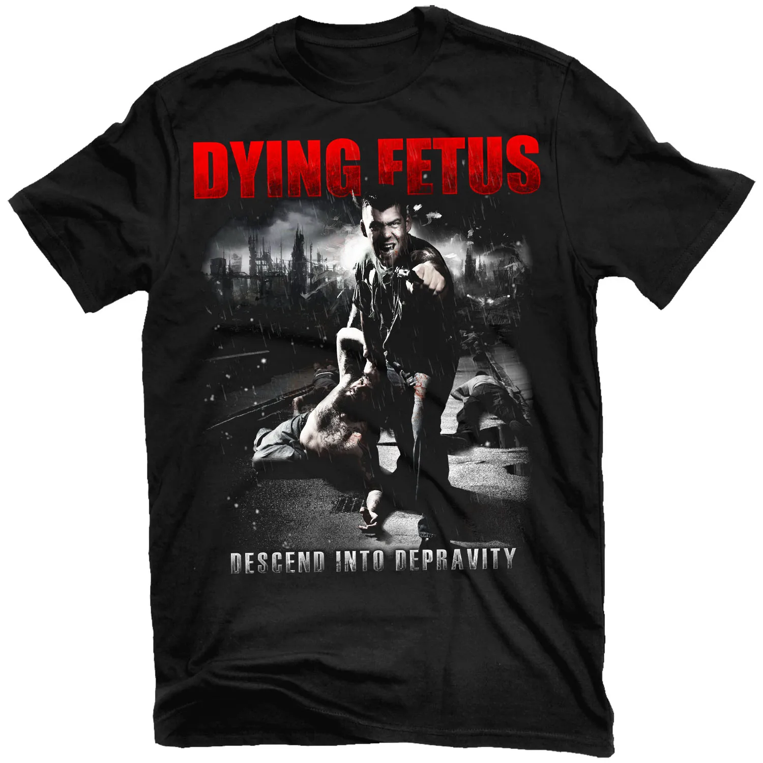 

DYING FETUS American Metal Band DeathMetal Official T-shirt, Street Violence Vintage Alphabet Pattern T-Shirt