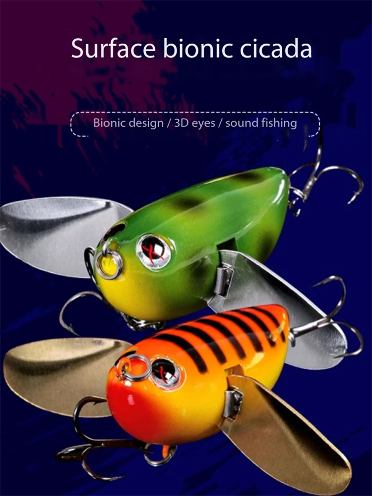 

1PCS Biomimetic Fishing Lur Bait 12.5g Water Surface System Long Range Rapid Search Simulation Bee Cicada Insect Metal Hard