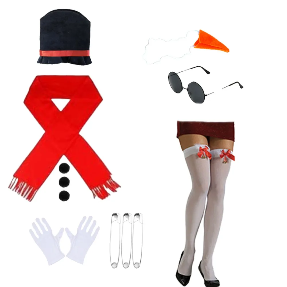 PESENAR Adult Kid Snowman Christmas Costume Kit, Snowman Hat Carrot Nose Scarf White 5 Layers Tutu Skirt 3 Balls