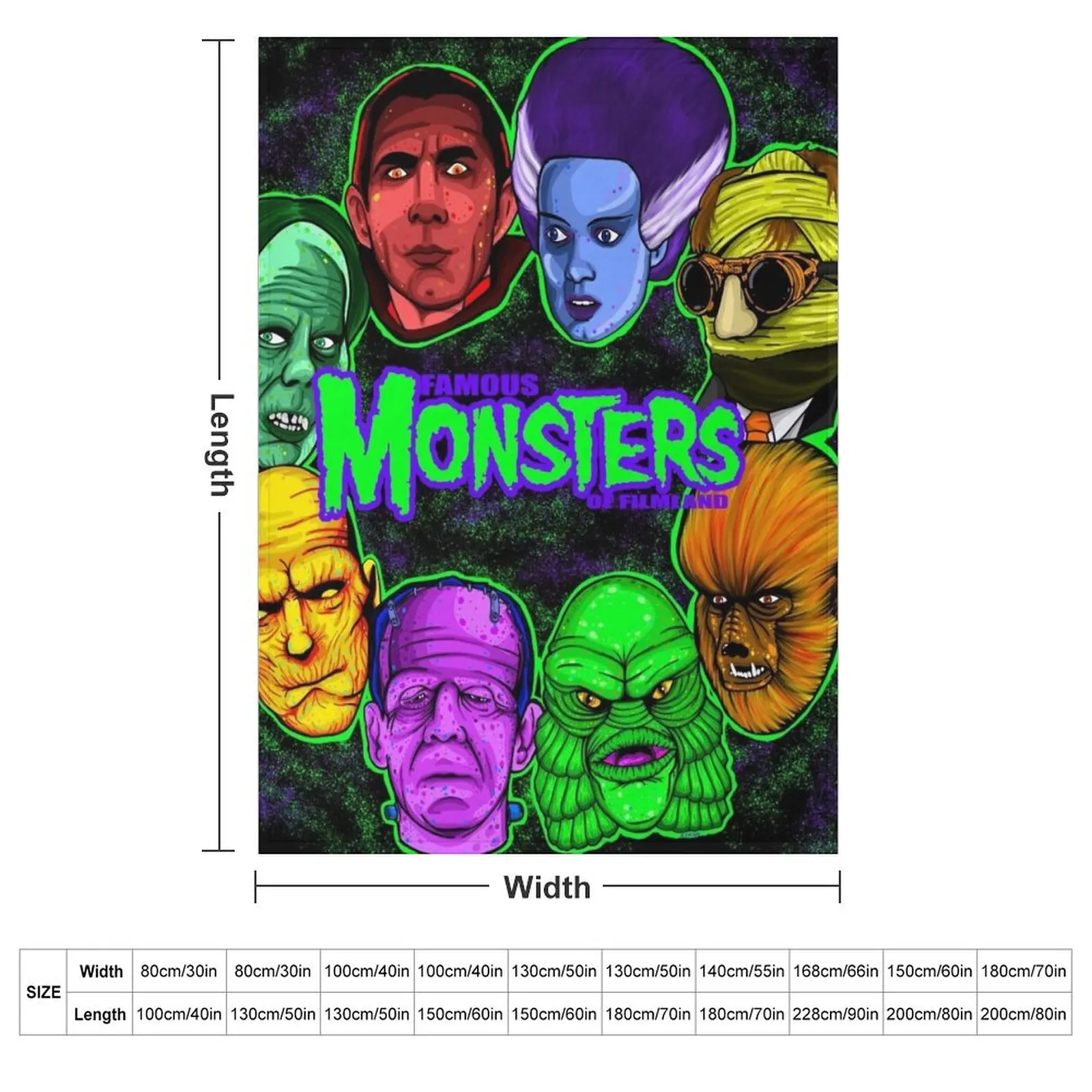 Famous Monsters of Filmland Throw Blanket couch cozy soft plush fuzzy picnic outdoor blanket