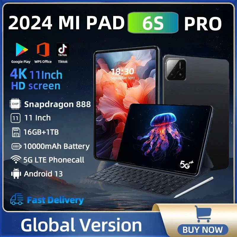 

Планшет Global version pad 6s pro, 2024 мАч, snapdragon888, 13 мАч, 16 ГБ, 1 ТБ