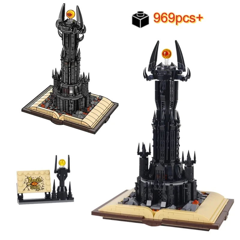 

NEW Creative Black Tower Magic Book Building Blocks Book Dark Tower With Lights Assembly Boys Toy For Christmas Birthday Gifts