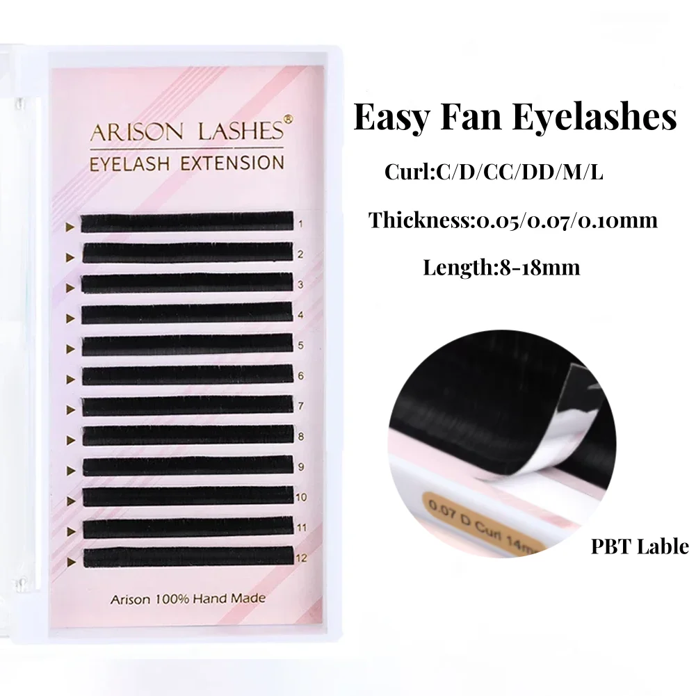 ARISON Easy Fanning Eyelash Extensions Auto Flowering Rapid Blooming Fans Lashes Natural False Couple Eyelashes Fast Delivery