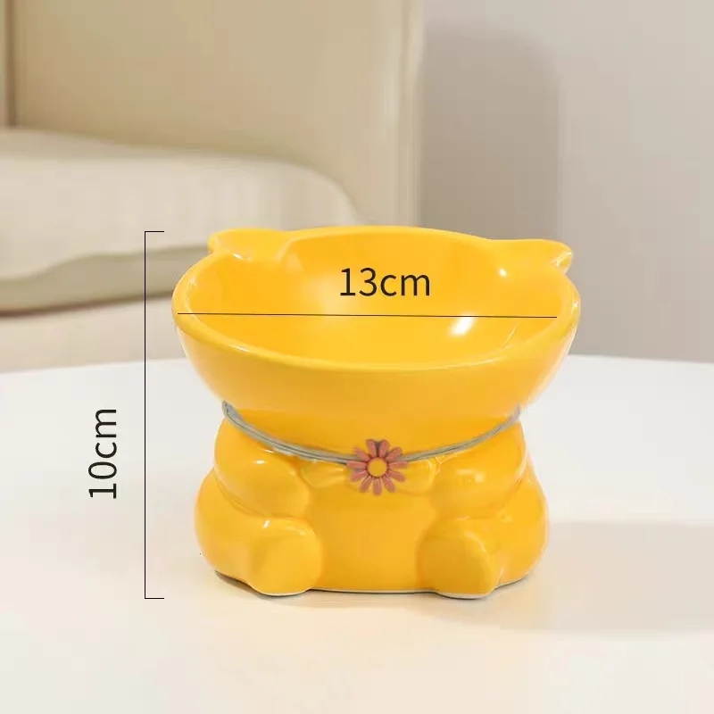 Creative Hand Painted Ceramic Protection For Cervical Spine Anti Tipping High Legged Pets Supplies Dog / Cat Water Food Bowl 1Pc