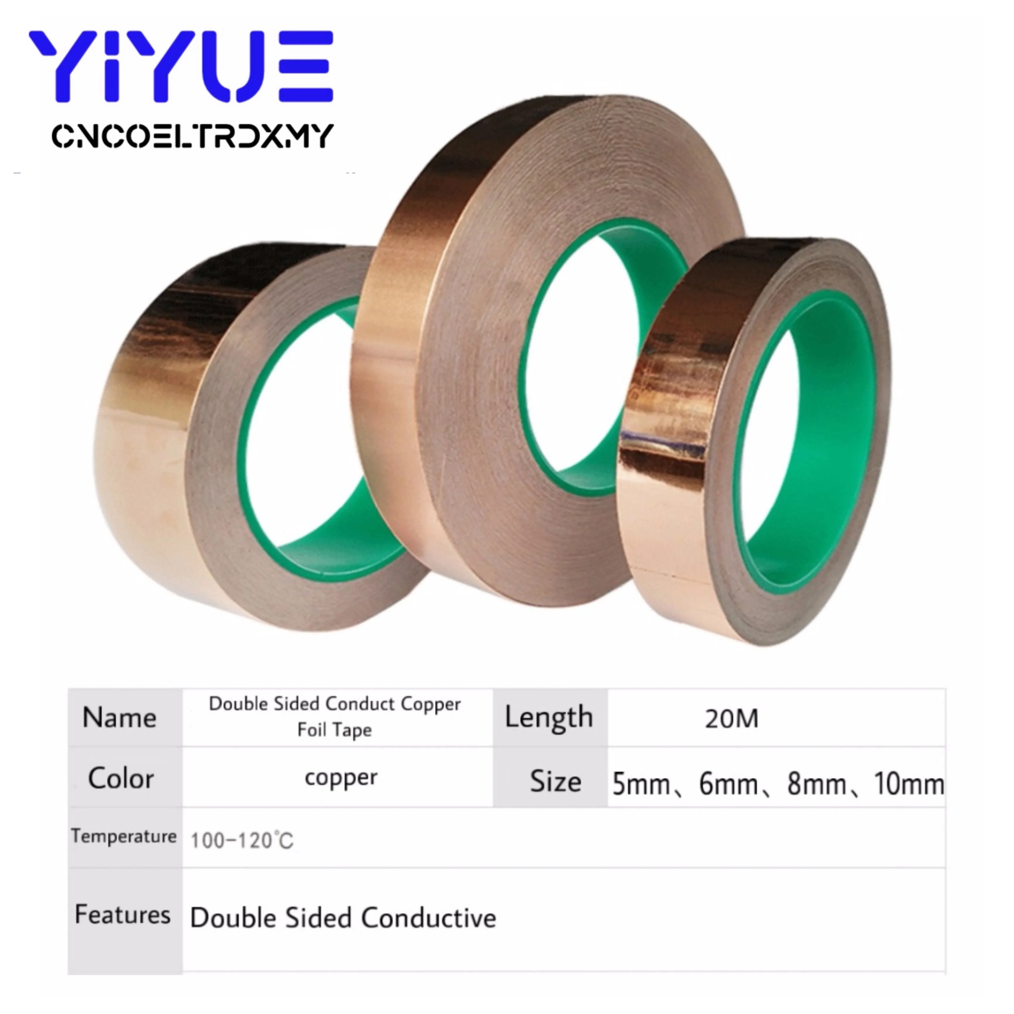 20M Copper Foil Tape Mask Electromagnetic Shield Eliminate EMI Anti-static Repair Double Sided Conductive Copper Tape