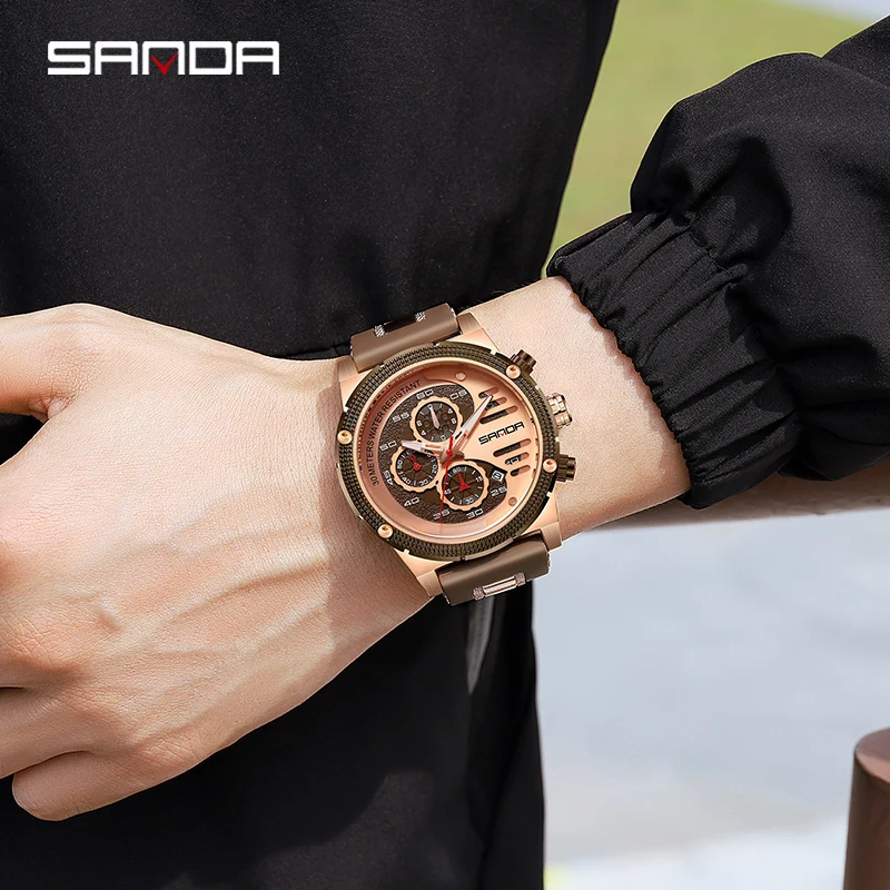 SANDA 5508 orologio da uomo Casual di alta qualità orologio da polso da uomo al quarzo militare con cronografo luminoso impermeabile di lusso