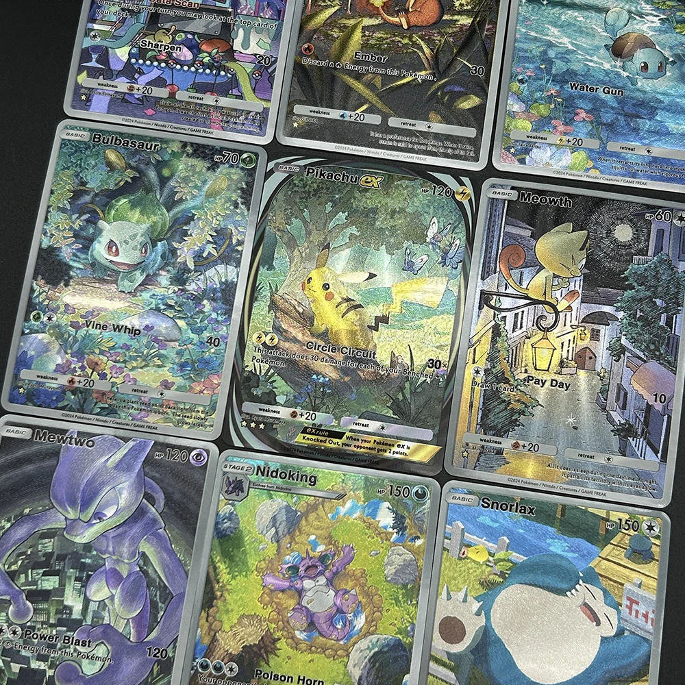 9 шт. Diy PTCG Gengar коллекционная карта Mewtwo Bulbasaur цветные флэш-карты самодельная классическая игра аниме боевые карты подарки