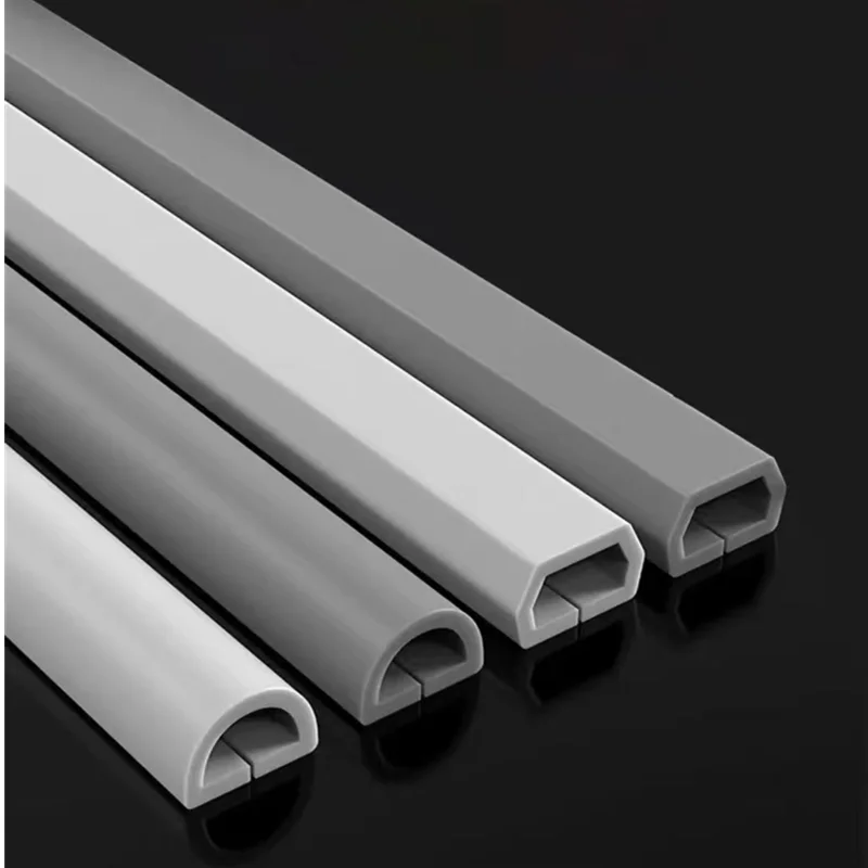 3M/roll Flexible Cord Management Channel,Invisible Decorative Wire Cover, Anti-Step Protector, Adhesive Cable Raceway with Cap