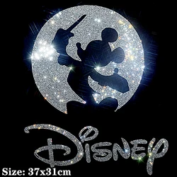 Disney Mickey Minnie Mouse Shiny iron on applique patches hot fix rhinestone transfer motifs for shirt dress.