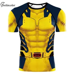 Men Gym T-shirts Superhero Printed Cosplay Top Fitness Compression Tee Shirt Short Sleeve Elastic Sportwear Fashion Male Clothes