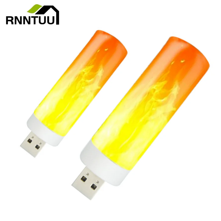 USB Atmosphere Light LED Flame Flashing Candle Lights Book Lamp for Power Bank Camping Lighting Cigarette Lighter Atmosphere