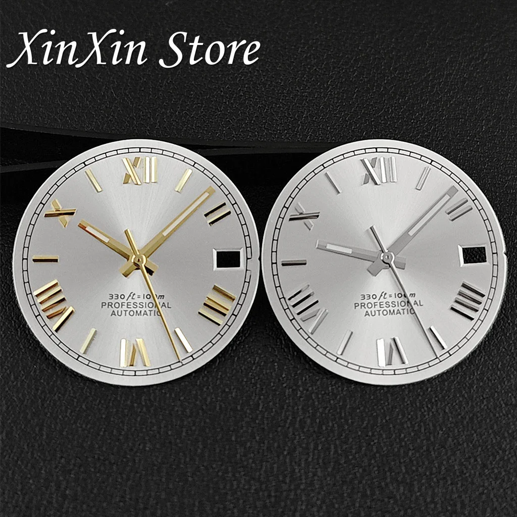 Sunburst 28.5MM NH35 Roman Numerals Watch Dial With Hands Modified Watch Accessories For NH35 NH36 4R 7S Movement Watch Faces