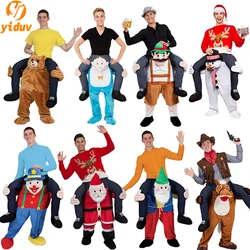 Adults Halloween Cosplay Costumes Men Women Ride on Me Mascot Carry Back Funny Animal Pants Fake Leg Christmas Party Performance