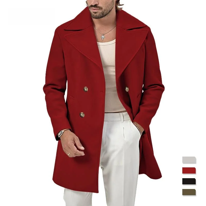 

Men's Long Coat Spring Autumn Casual Men's Jaet Mid-Length Men's Windbreaker No Brand Special Wide Fit Pure Color