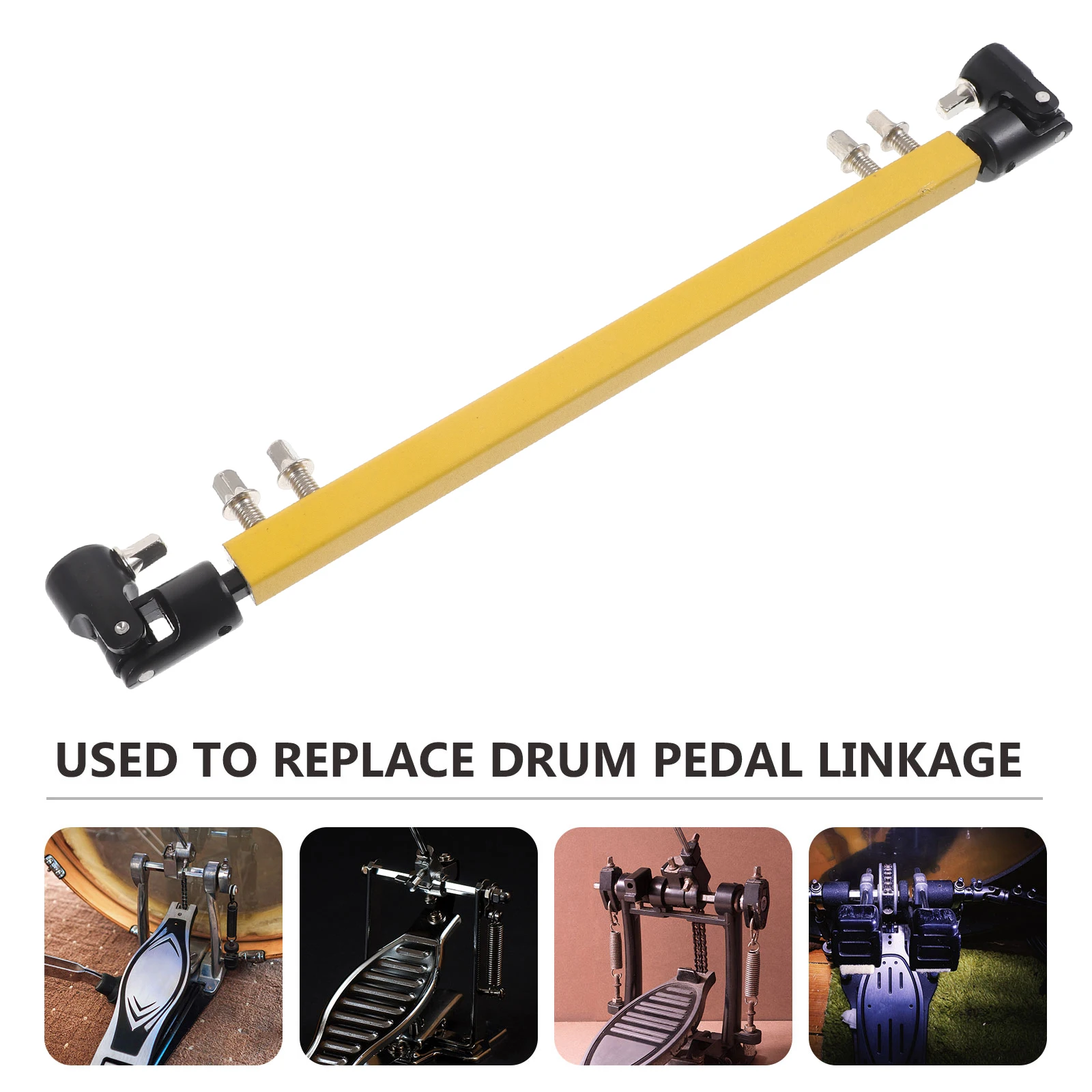 

Double Bass Drum Pedal Linkage Yellow Durable Metal Replacement Supplies Connecting Rod Drum Kits Accessories Musical Instrument